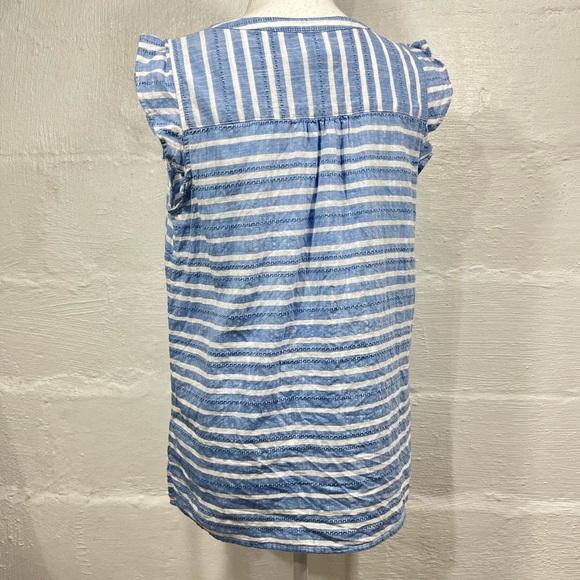 TALBOTS STRIPE SLEEVELESS RUFFLE DETAIL TOP (a451) - Picture 7 of 16